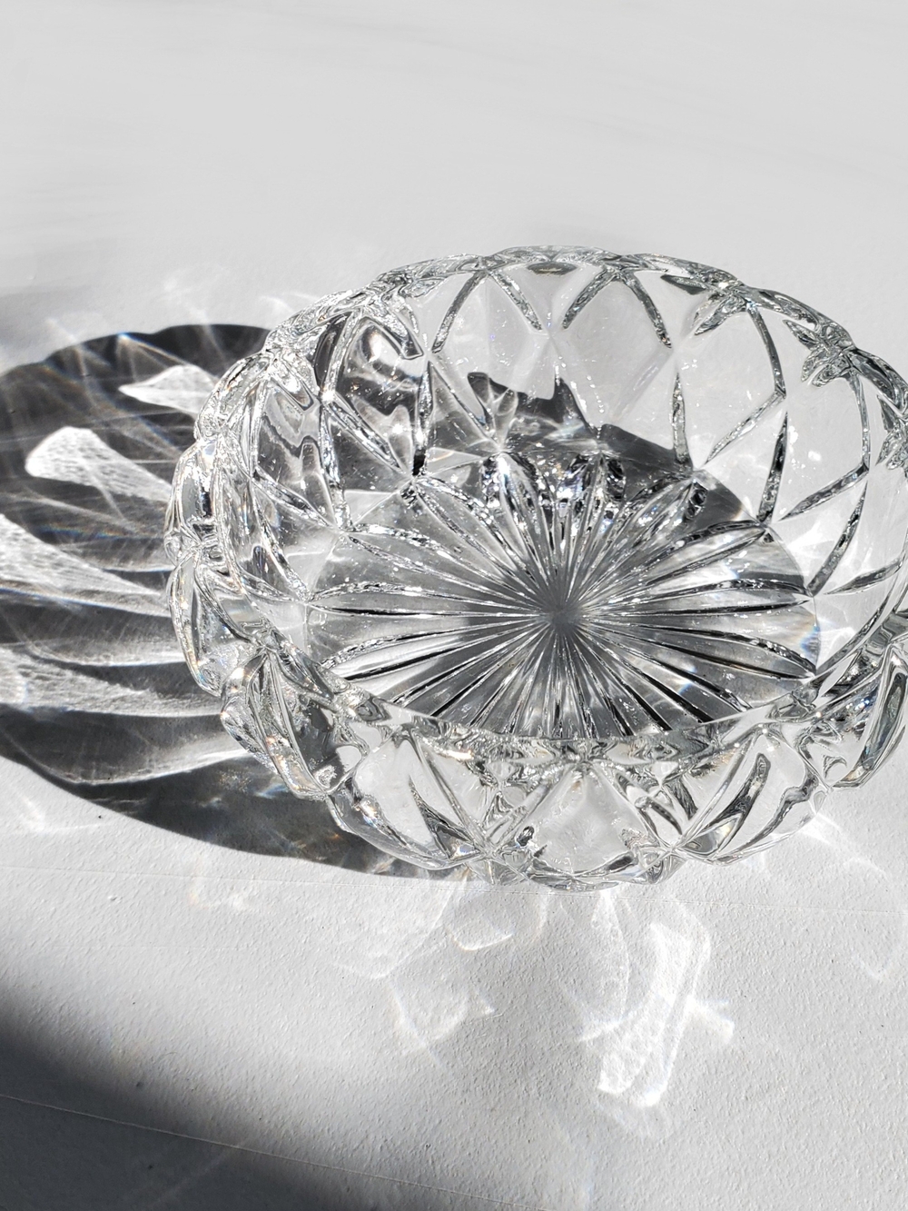 Dainty Vintage Petite Cut Crystal Trinket Jewelry Dish Bowl Glam Regency Luxury